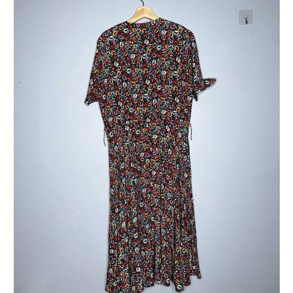 Outline Debora Kuchme Vintage Micro Floral Midi Dress Size 6 Red, Green, Black - Picture 12 of 12
